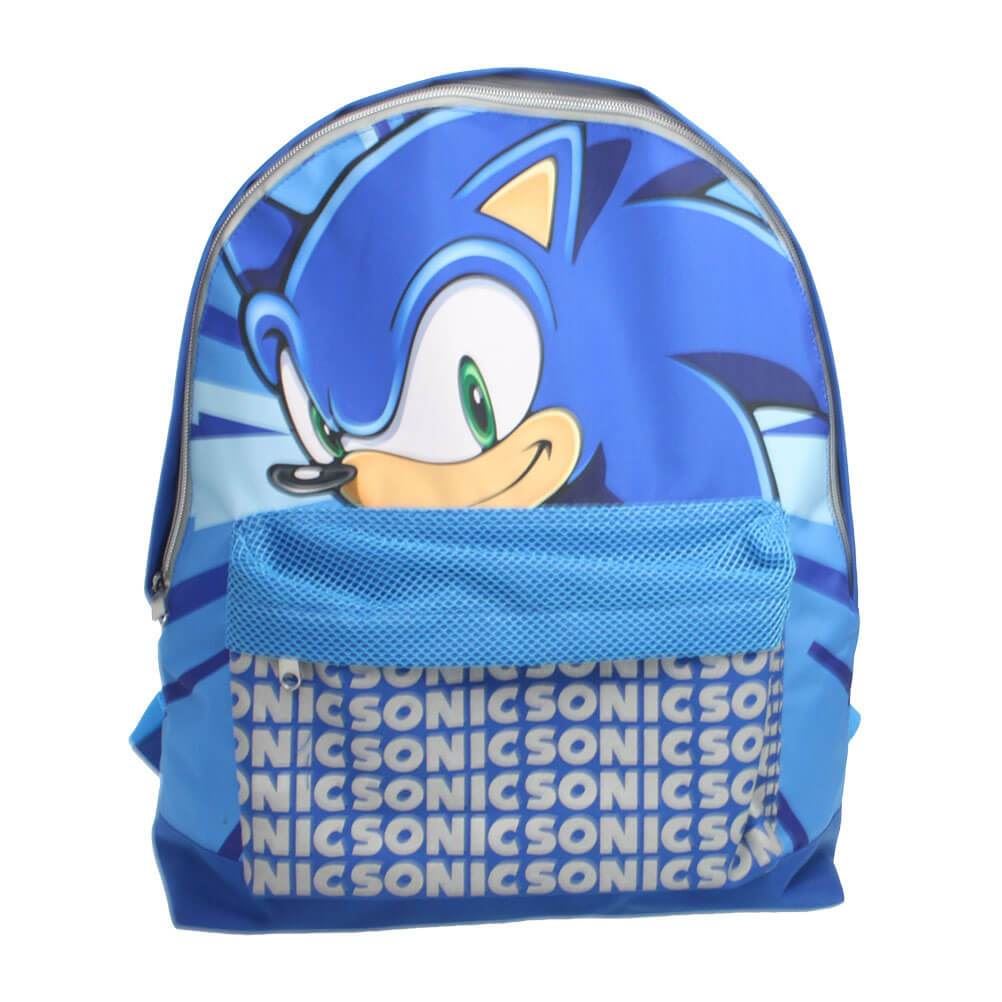 Sonic the Hedgehog Blue Front Pocket Full-Size School Backpack Bag ...