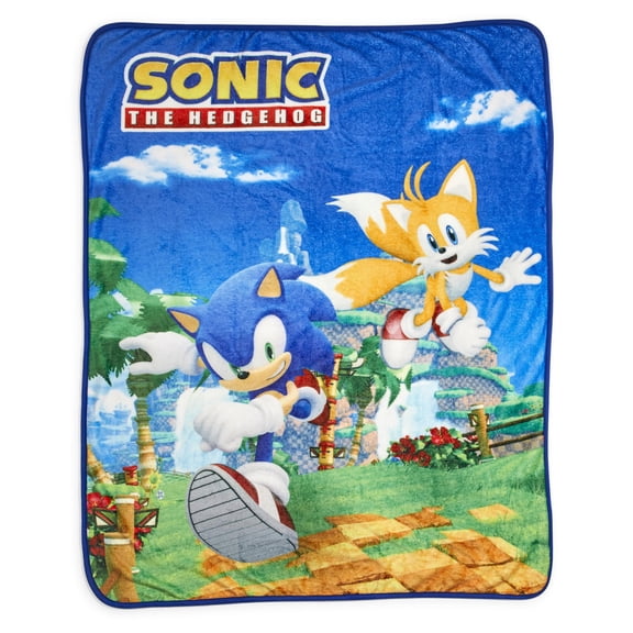 Sonic the Hedgehog Blue, Yellow Polyester Throw, 45" x 60"