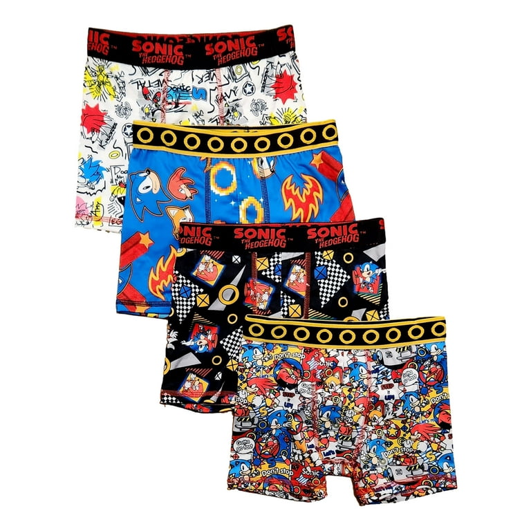 Sonic the Hedgehog Boy's All Over Print Boxer Briefs Underwear, 4-Pack,  Sizes XS-XL