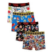 Sonic the Hedgehog Boy's All Over Print Boxer Briefs Underwear, 4-Pack, Sizes XS-XL