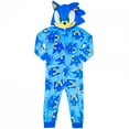thumbnail image 1 of Sonic the Hedgehog Boy's Blue Print Fleece Hooded Pajama Sleeper, Size 8, 1 of 2