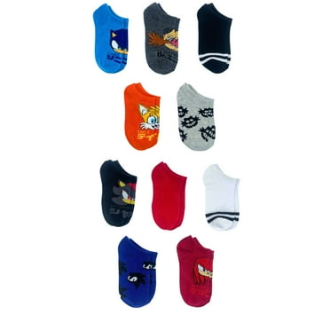 Sonic the Hedgehog, Boy's No-Show Socks, 10-Pack, Size 7.5-3.5