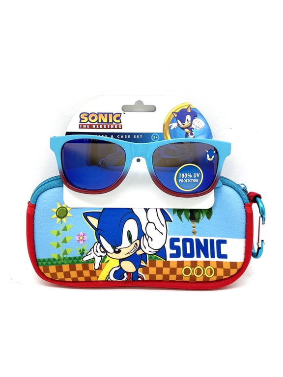 Sonic the Hedgehog Boy's Sunglasses with Zippered Case and Carabiner