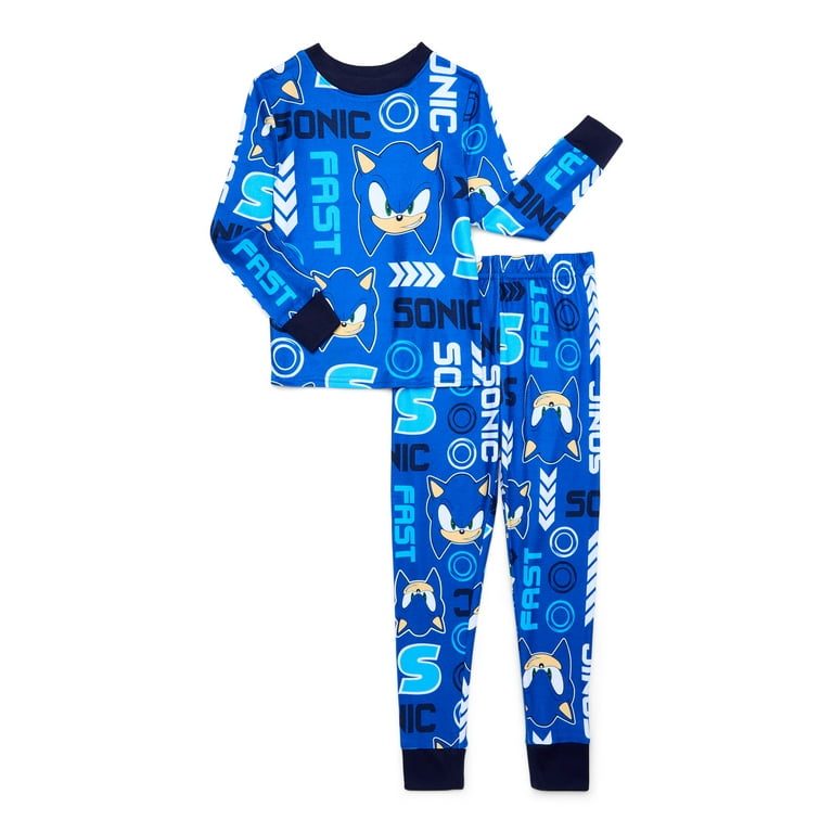 Sonic the Hedgehog Boys Snug Fit Long Sleeve Top and Pants Pajama Set 2 Piece Sizes 4 12