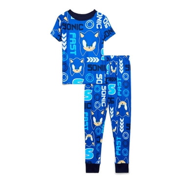 Sonic the Hedgehog Boys Allover Print Snug Fit Short Sleeve Top and Sleep Pants Pajama Set, 2-Piece, Sizes 4-12