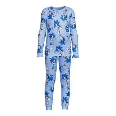 Sonic the Hedgehog Boys Allover Print Tight Fight Long Sleeve Long Pants Pajama 2-Piece Sleep Set, Sizes 4-12