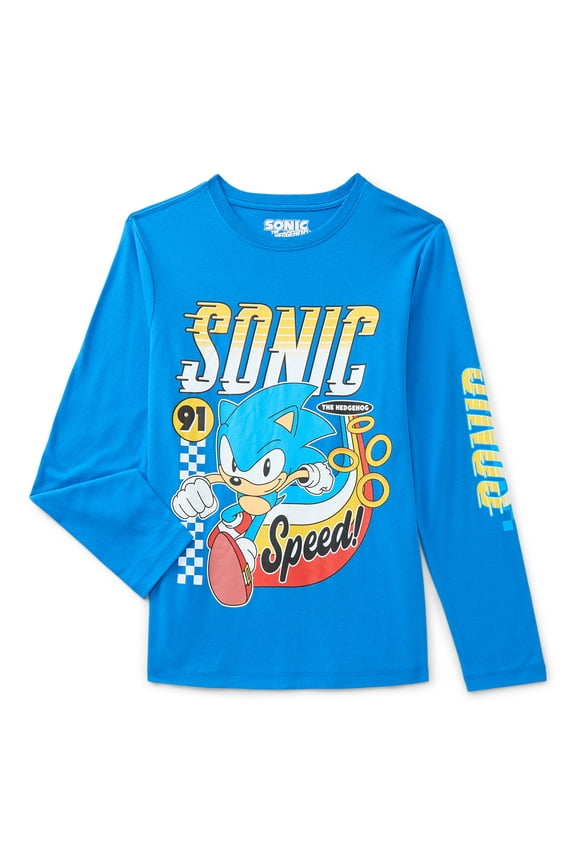 Sonic the Hedgehog, Boys' & Big Boys' Graphic Long-Sleeve T-Shirt, Speed Club Group, Sizes 4-18
