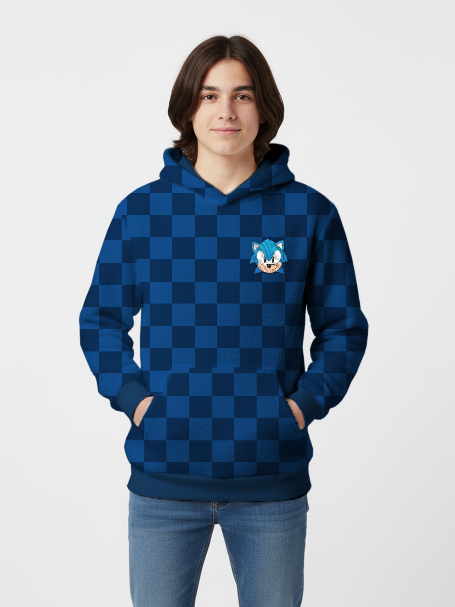 Sonic the Hedgehog, Boys' & Big Boys' Hooded Woobie, Sonic Toon Head, Sizes 4-18