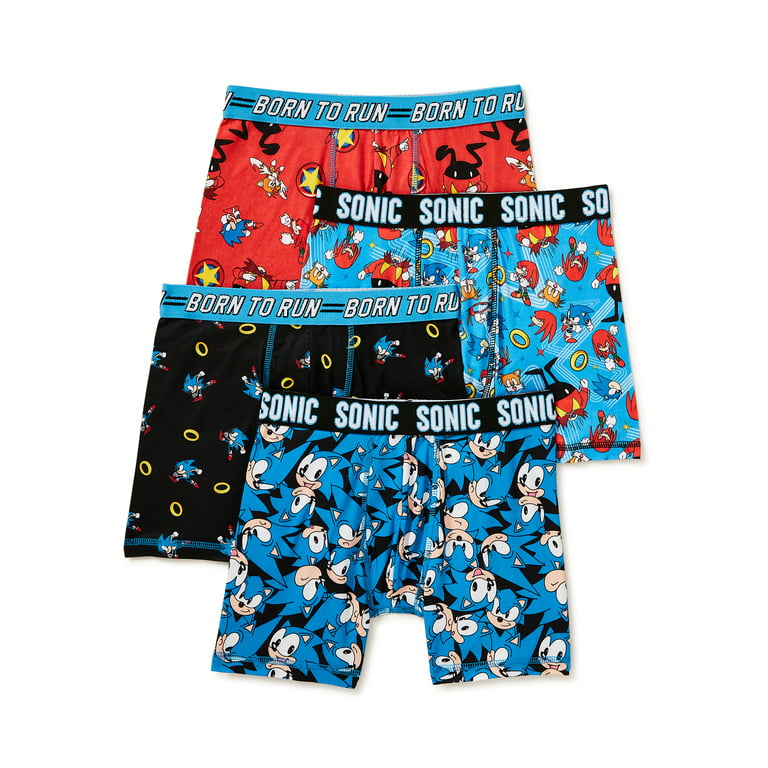 Sonic the Hedgehog Boys Boxer Brief Underpants, 4 pack, Sizes 4-14 