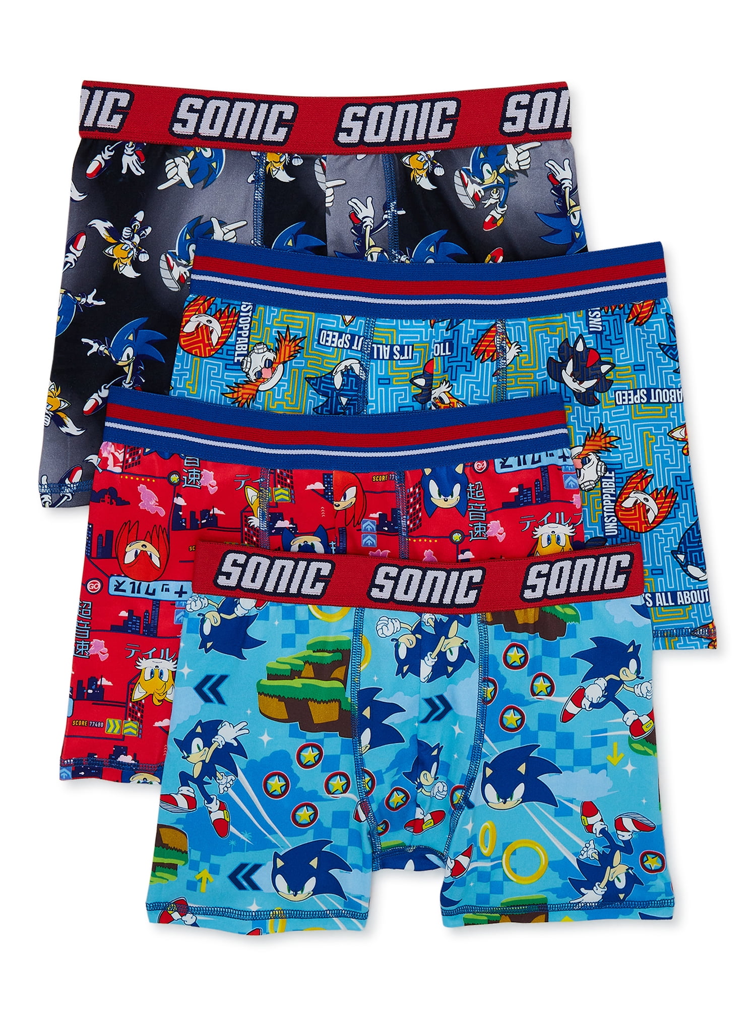 Sonic the Hedgehog Boys Graphic Print Boxer Briefs, 4 Pack, Sizes