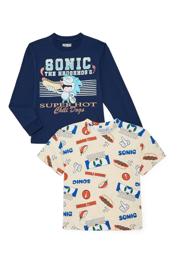 Boys Graphic Short Sleeve and Long Sleeve T-Shirts, 2-Pack, Sizes XS-2XL