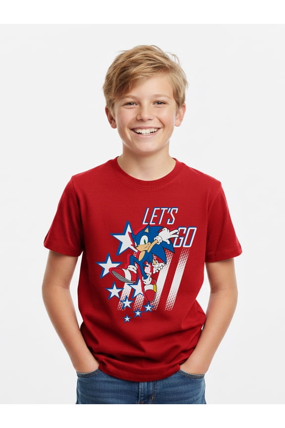 Boys' Graphic Tee with Short Sleeves, Let's Go, Sizes 4-18