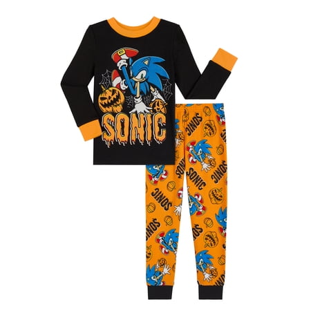 Sonic the Hedgehog Boys Halloween Snug Fit Long Sleeve Top and Sleep Pants Pajama Set, 2-Piece, Sizes 4-12