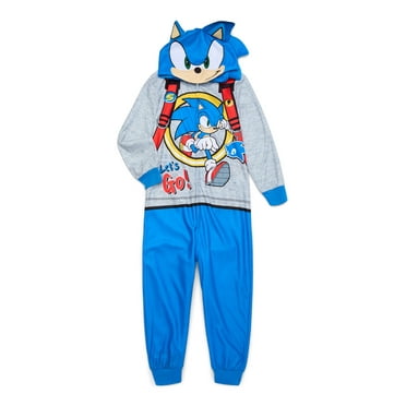 Sonic the Hedgehog Boys Hooded Full Zip Union Suit Pajama, Sizes 4-12