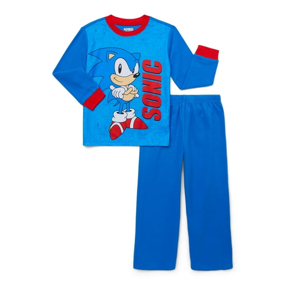 Sonic the Hedgehog Boys Long Sleeve Top and Pants Pajama Set, 2-Piece, Sizes 4-12