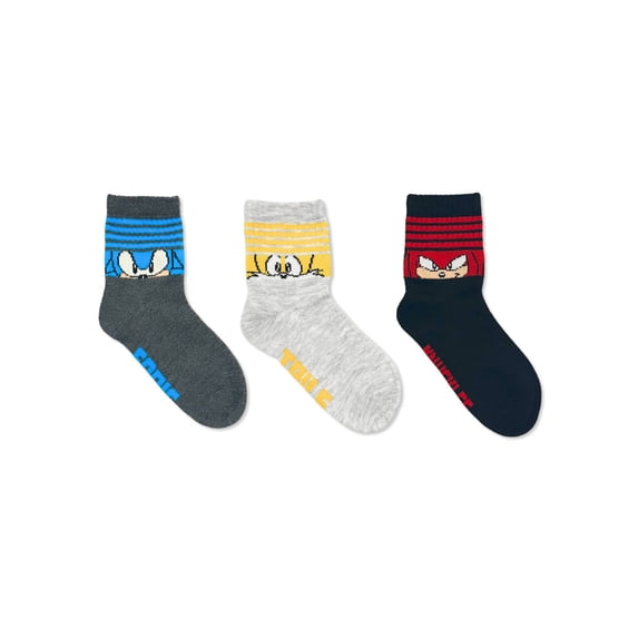 Sonic the Hedgehog Boys Mid-Crew Socks, 3-Pack, Sizes S-L