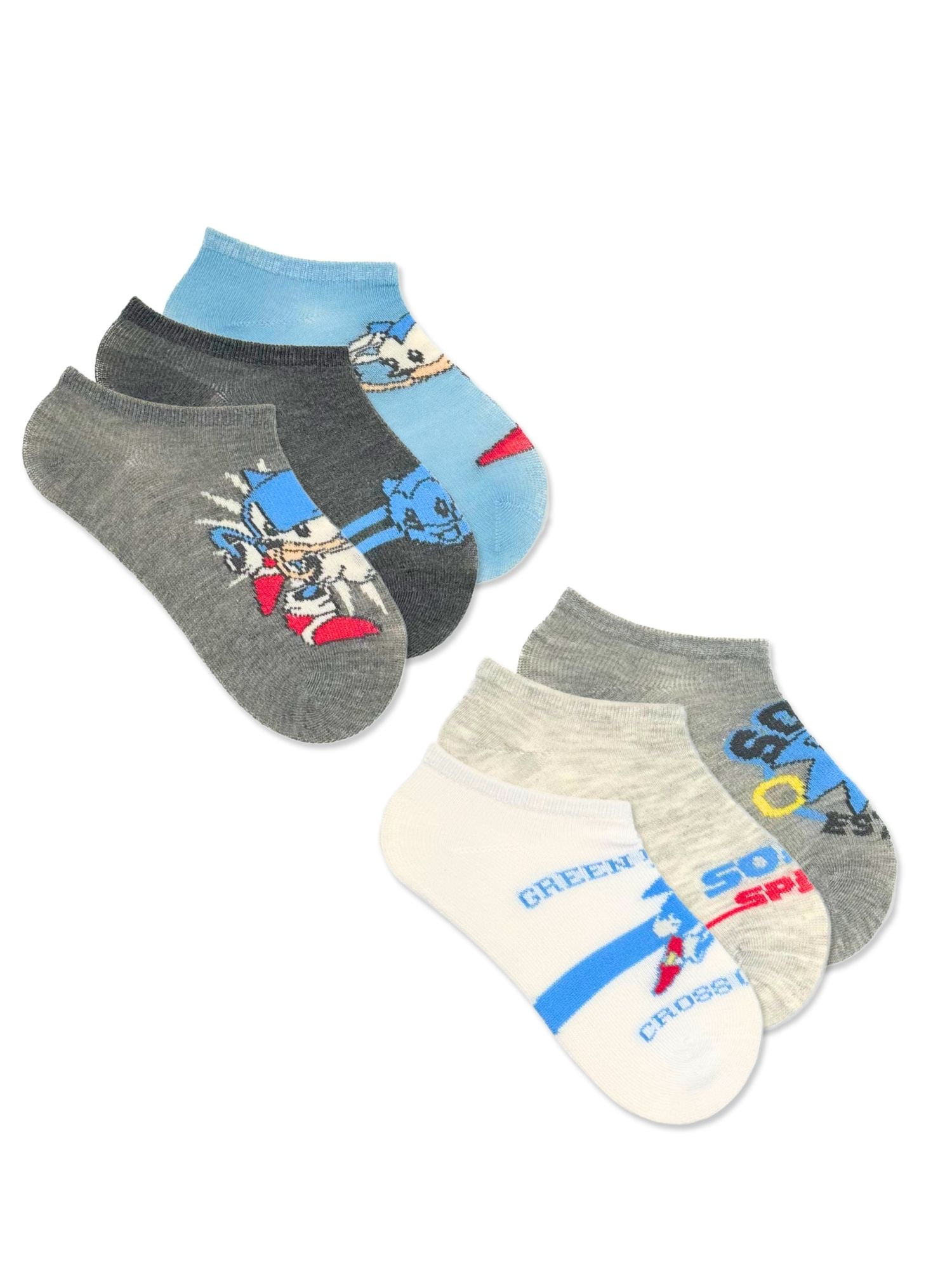 Sonic the Hedgehog Boys No-Show Socks, 6-Pack, Sizes S-L
