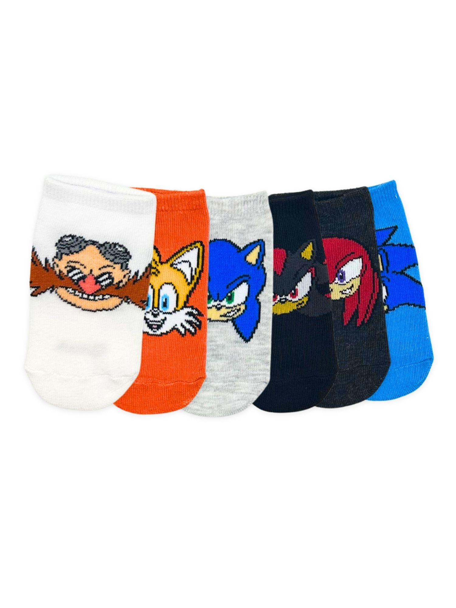 Sonic the Hedgehog Boys No-Show Socks, 6-Pack, Sizes S/M-M/L
