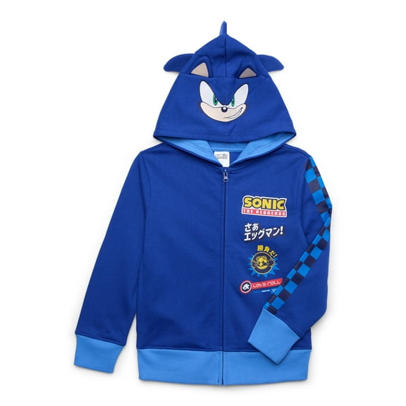 Sonic the Hedgehog Boys Shadowed Suit V2 Graphic Full-Zip Hoodie with Long Sleeves, Sizes XS-2X