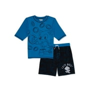Sonic the Hedgehog Boys Short Sleeve Rash Guard and Trunks Swim Set, 2-Piece, Sizes 4-12