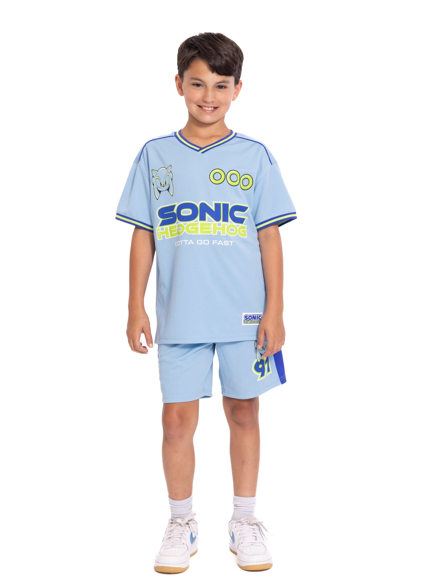 Sonic the Hedgehog Boys Graphic Soccer Jersey and Drawstring Shorts Set, 2-Piece, Sizes 4-16