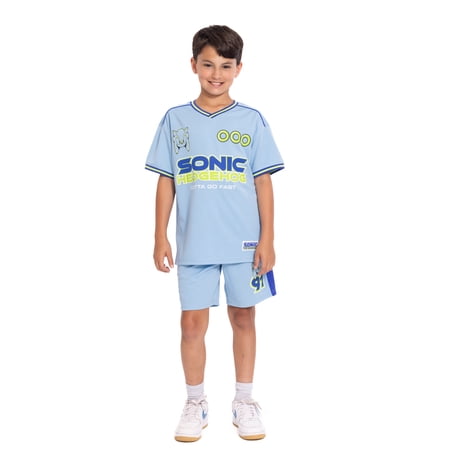 Sonic the Hedgehog Boys Graphic Soccer Jersey and Drawstring Shorts Set, 2-Piece, Sizes 4-16