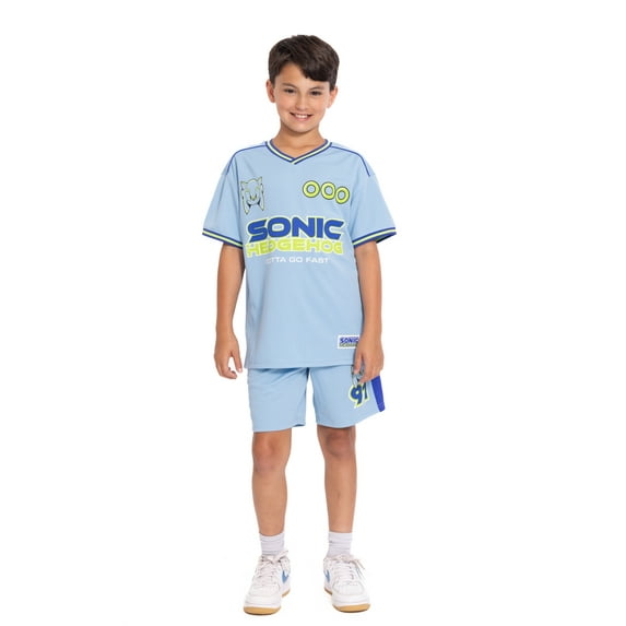 Sonic the Hedgehog Boys Graphic Soccer Jersey and Drawstring Shorts Set, 2-Piece, Sizes 4-16