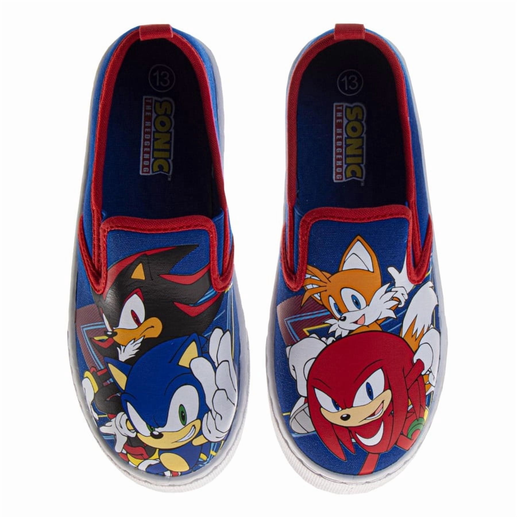 Sonic the Hedgehog Boys Slip-On Canvas Sneakers Featuring Sonic and Friends (Big Kid), Blue, Size: 1