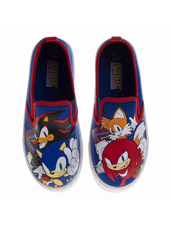 Boys Slip-On Canvas Sneakers Featuring Sonic and Friends (Big Kid), Blue, Size: 2