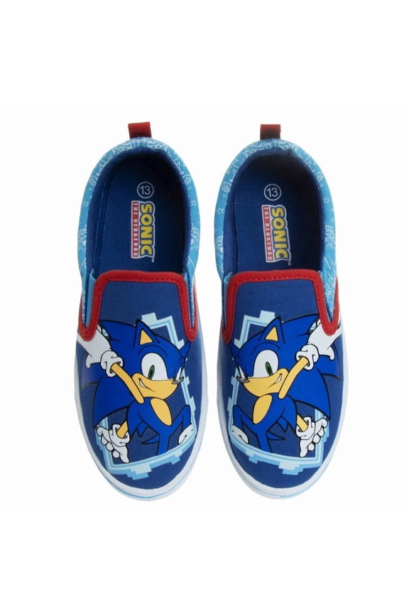Sonic Boys Slip On Canvas Sneakers (Little Kids), Blue, 13