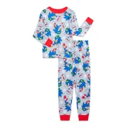 DR. SEUSS Sonic the Hedgehog Boys Snug Fit Long Sleeve Top and Sleep Pants, 2-Piece Pajama Set, Sizes 4-10
