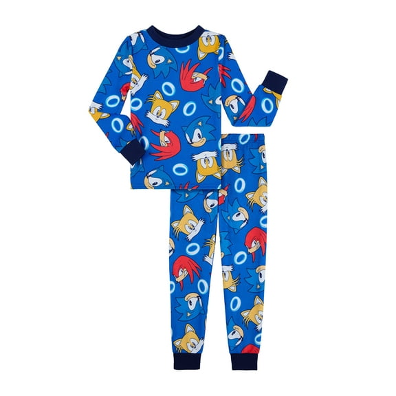 Sonic the Hedgehog Boys Snug Fit Long Sleeve Top and Sleep Pants Pajama Set, 2-Piece, Sizes 4-12