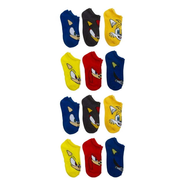 Sonic the Hedgehog Boys Socks, 12 Pack No Shows Sizes S (4.5-8.5) - L (3-9)