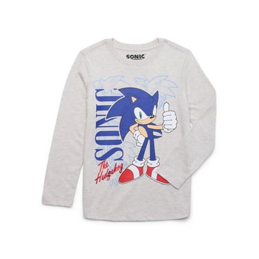 Sonic the Hedgehog Boys Solo Stance Graphic Crewneck Tee with Long Sleeves, Sizes 4-18