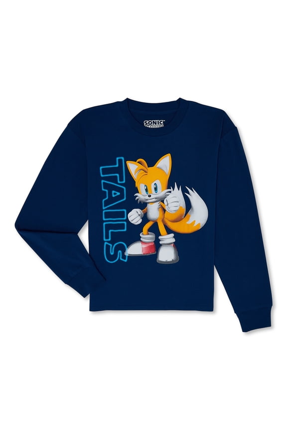Boys Tails Tee with Long Sleeves, Sizes XS-2XL