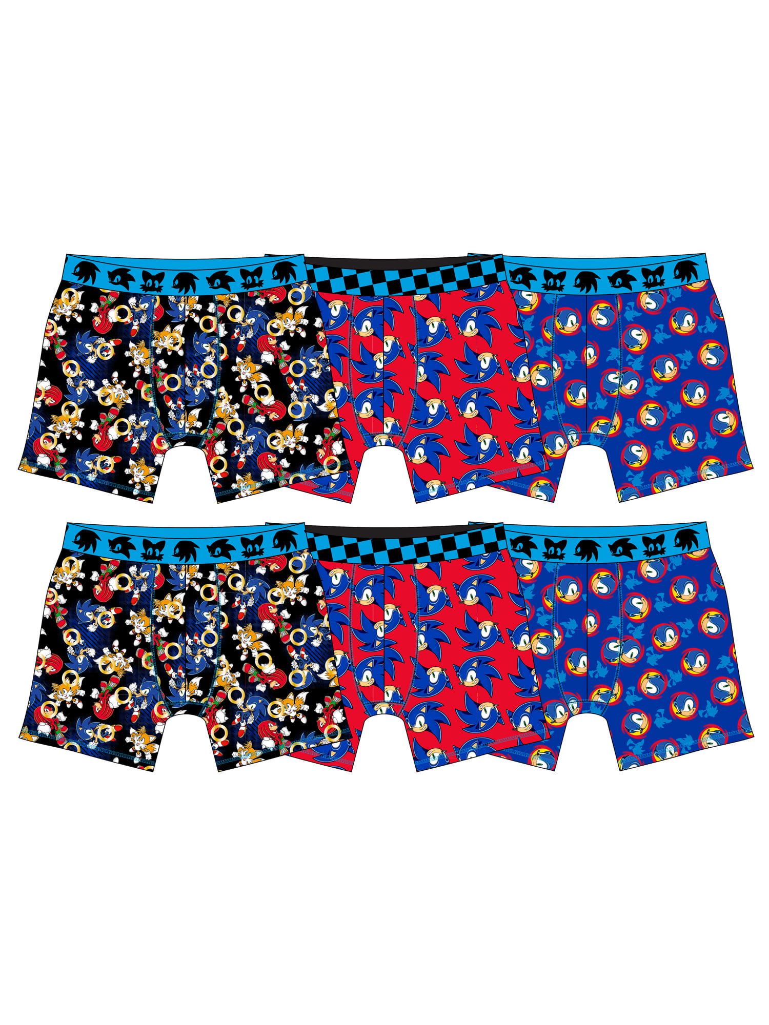 Sonic the Hedgehog Boys Underwear, 6 Pack Boxer Briefs Sizes 4