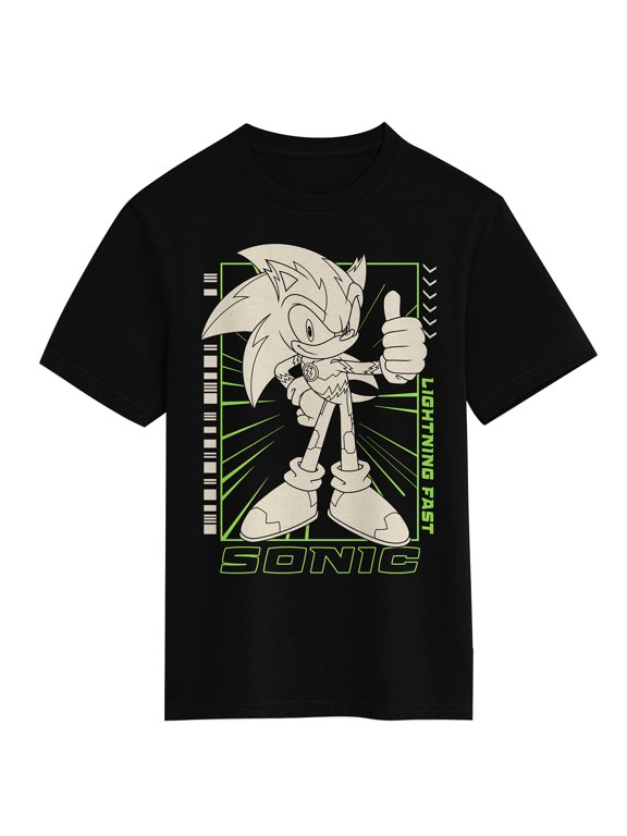 Sonic the Hedgehog Boys Youth Graphic Tee DC x Sega Crossover Speed Is My Power Short Sleeve Crew Neck T-Shirt-Small