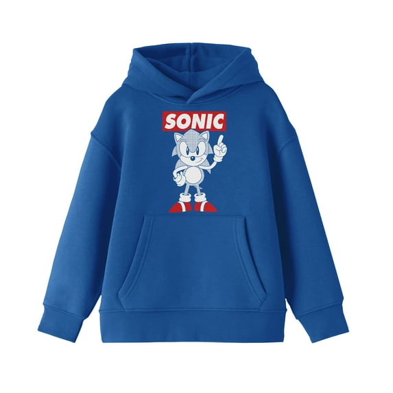 Sonic the Hedgehog Character and Logo Youth Royal Blue Hoodie - XL