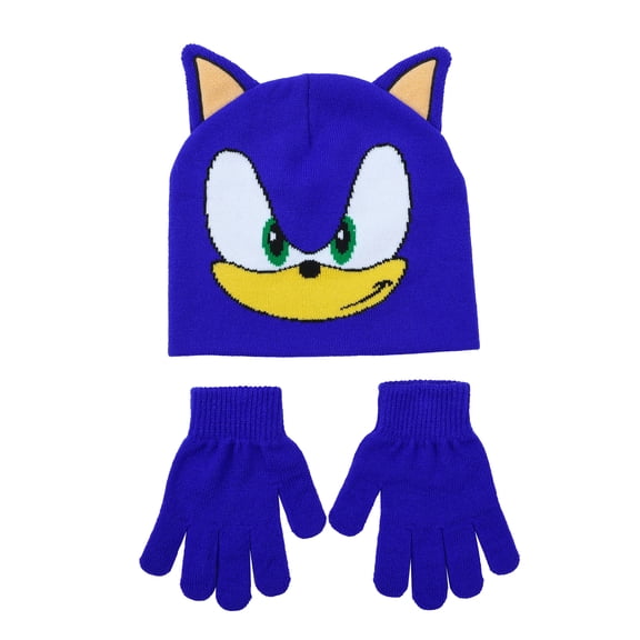 Sonic the Hedgehog Classic Character Youth Winter Hat And Knit Gloves Cold Weather Set