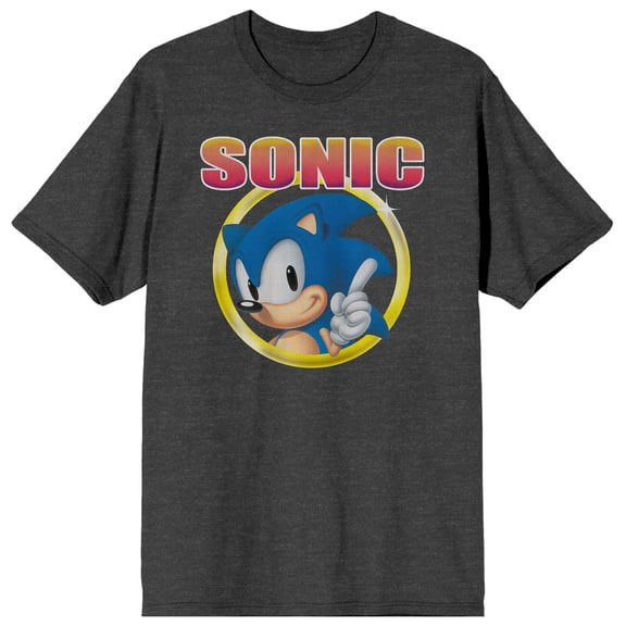 Sonic the Hedgehog Distressed Art Men's Charcoal Short Sleeve Tee-Small
