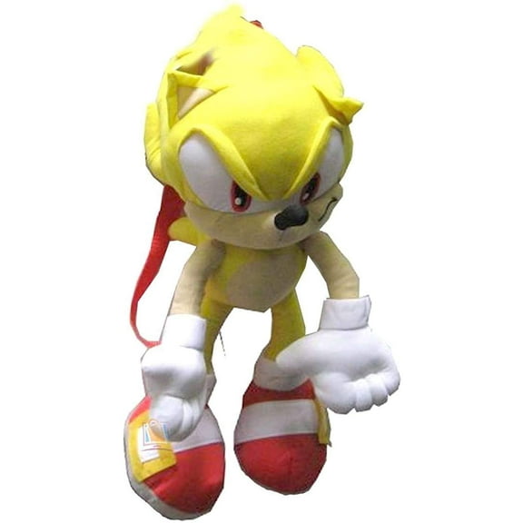 Sonic the Hedgehog Doll Plush Backpack - Super Sonic Yellow (18 Inch)