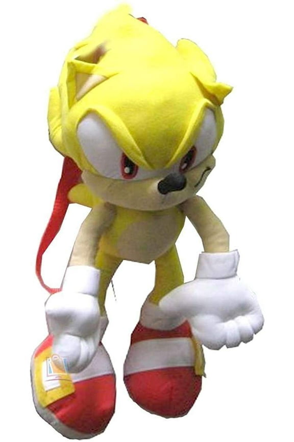 Sonic the Hedgehog Doll Plush Backpack - Super Sonic Yellow (18 Inch)