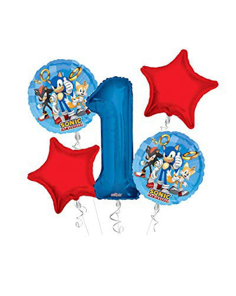 Sonic the Hedgehog Happy 1st Birthday Balloon Bouquet (5 Balloons) | Viva Party Balloon Collection