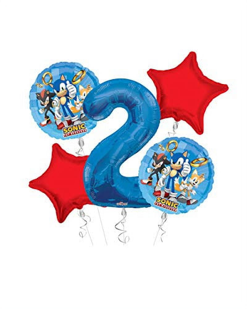 Sonic the Hedgehog Happy 2nd Birthday Balloon Bouquet (5 Balloons) | Viva Party Balloon Collection