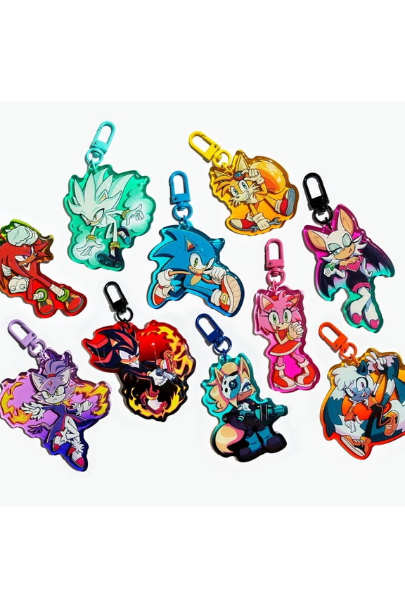 Sonic the Hedgehog Keychains | Sonic, Shadow, Silver, Blaze, Rouge, Tangle, Whisper, Knuckles, Tails, & Amy (1 keychain)