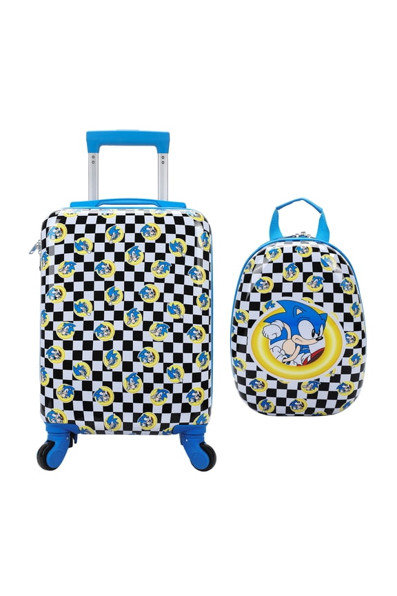 Sonic the Hedgehog Kids' 18" 2-Piece Travel Set With Rolling Suitcase And Backpack