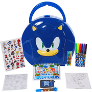 Sonic the Hedgehog Kids Art Supplies Gel Pens Markers Stickers With Hard Travel Carry Case