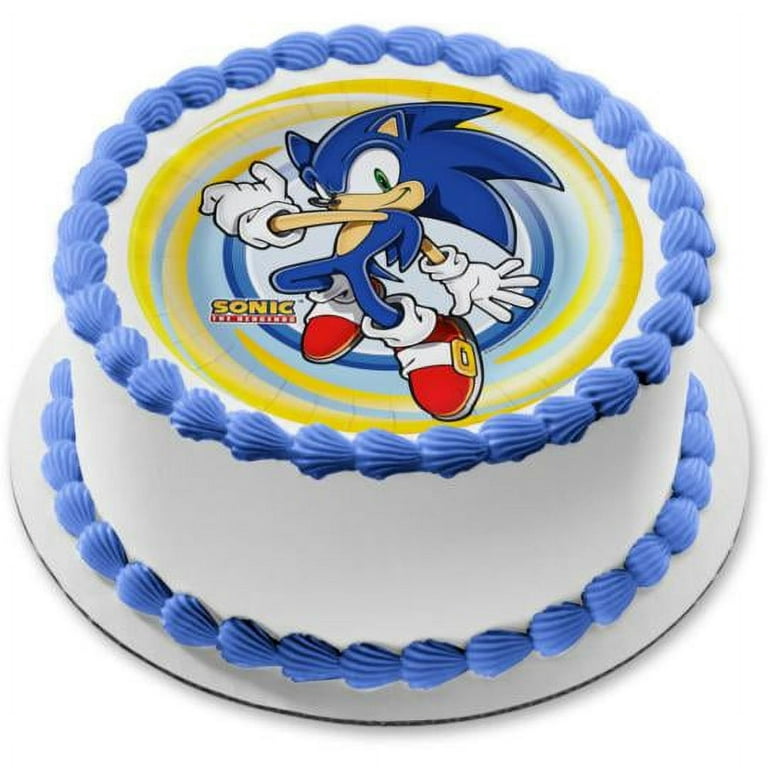 Sonic Hedgehog Birthday Edible Image Photo 8 Round Cake Topper Sheet Personalized Custom