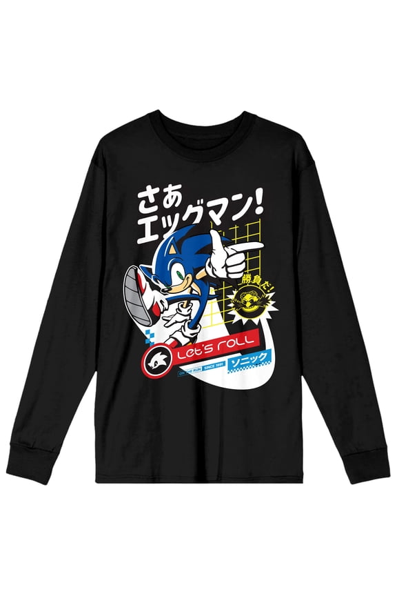 Sonic the Hedgehog Men's Black Long Sleeve Shirt-3XL