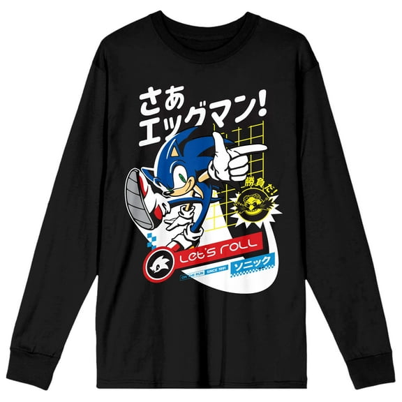 Sonic the Hedgehog Men's Black Long Sleeve Shirt-Large